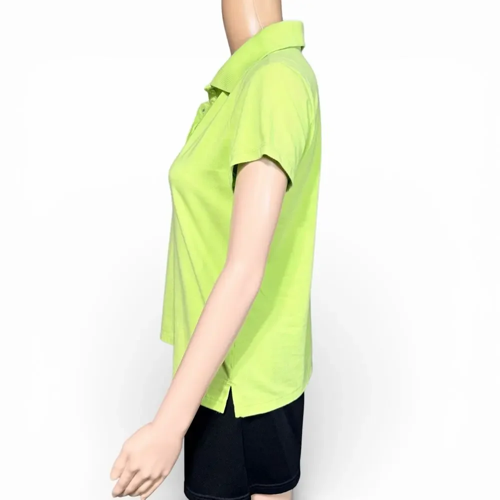 Gloria Vanderbilt Womens Polo T Shirt Top Short Sleeve Collared Neon Green PS